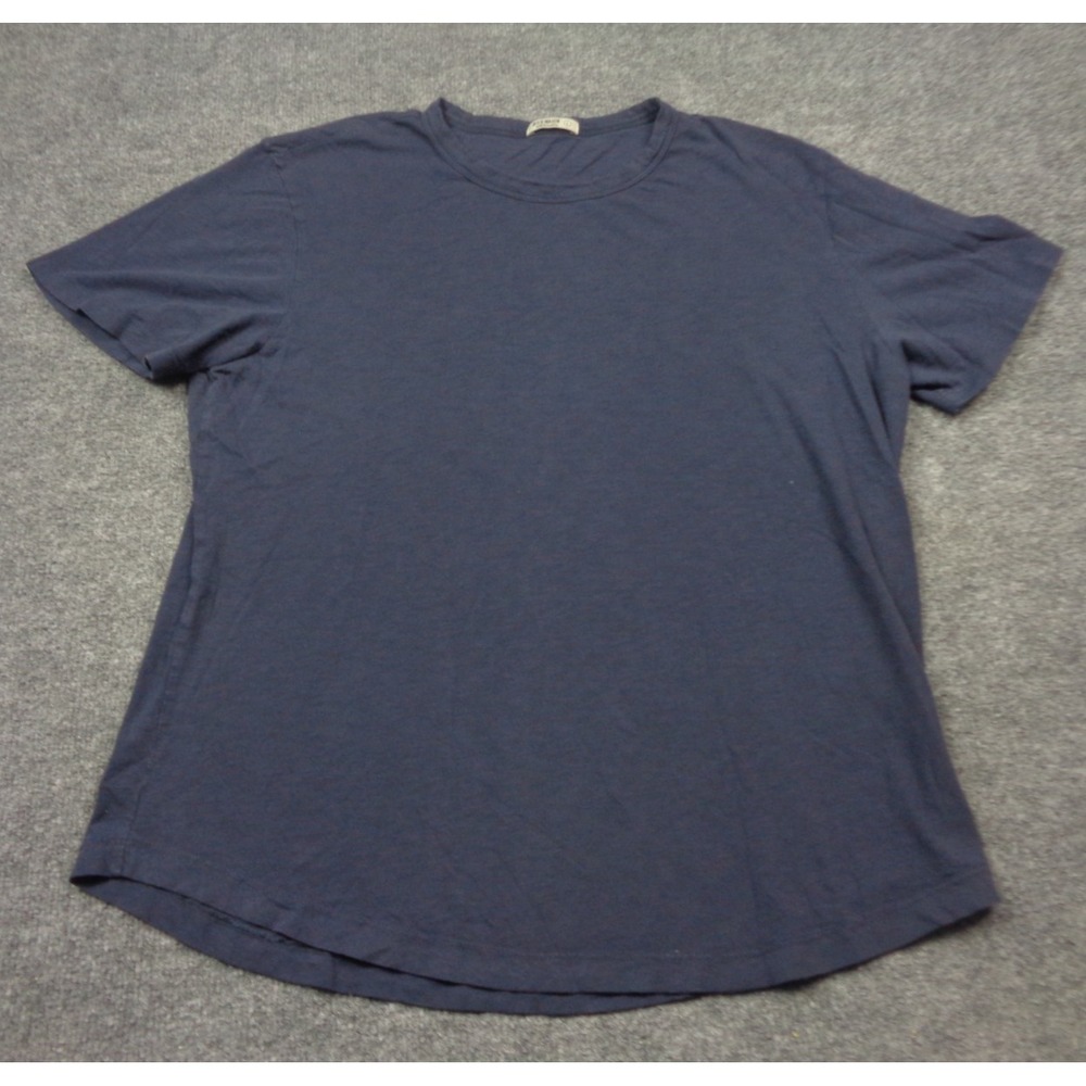 Buck Mason Shirt Mens Large Blue Curved Hem Crewneck Made in USA
